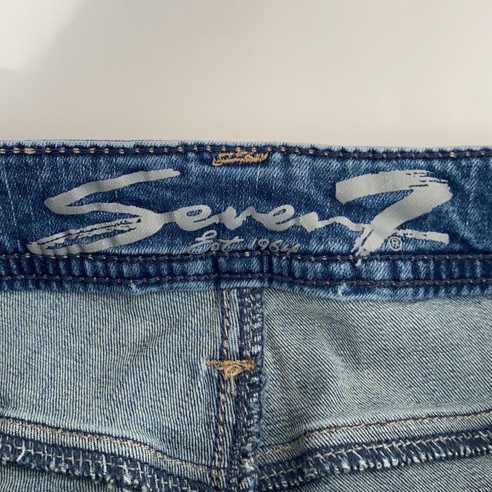 Seven 7 Ankle Straight Step Hem Distressed Stretch Mid -Rise‎ Jeans Blue 8 - Picture 13 of 16